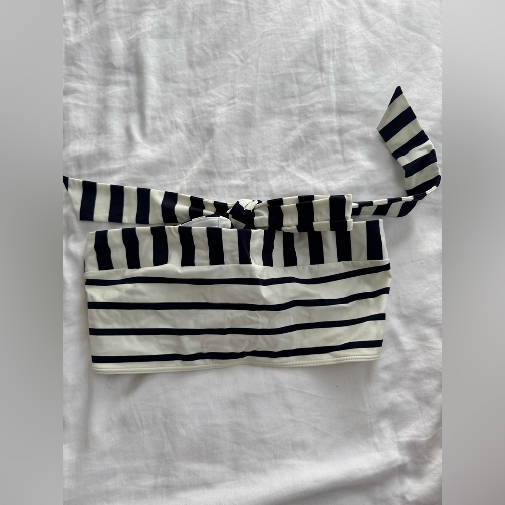 Louis Vuitton Navy White Nautical Striped Bandeau Bikini Top Sz 38